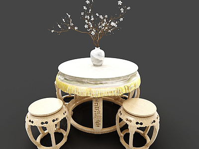 中式餐桌椅模型3d模型