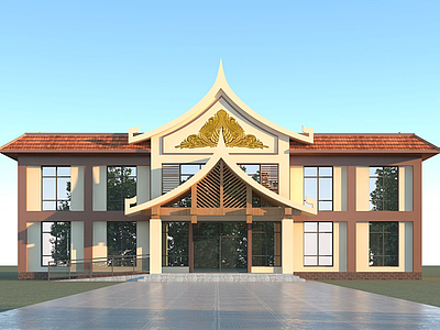 3d傣族办公楼模型