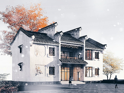 3d新中式住宅模型