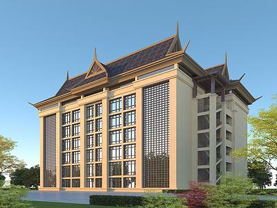 3d东南亚酒店模型