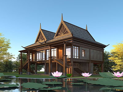 东南亚别墅模型3d模型