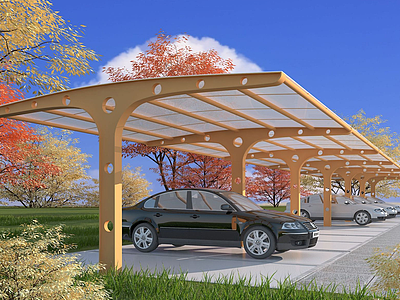 3d钢结构停车棚模型