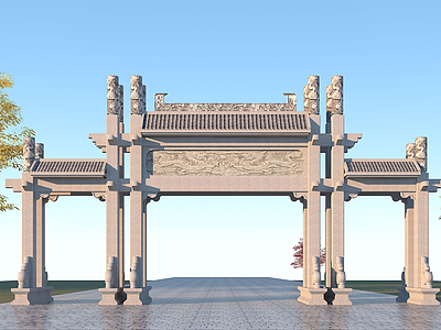 中式园林景观建筑模型3d模型