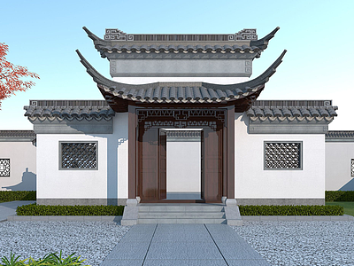 3d中式庭院大门模型