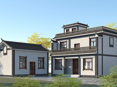 中式别墅模型3d模型