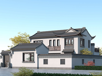 3d中式别墅独栋模型