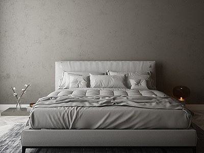 3d双人床卧室模型