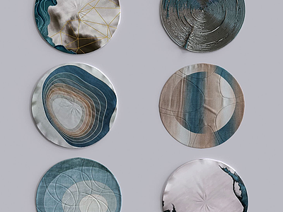 3d新中式圆形地毯模型