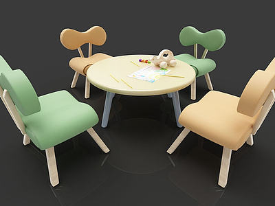 幼儿园桌椅模型3d模型