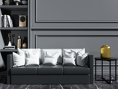 3d现代风格三人沙发模型