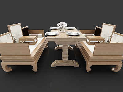 3d中式休闲桌椅模型