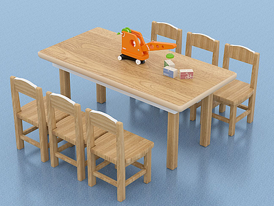儿童桌椅组合模型3d模型