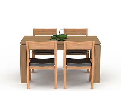 3d餐厅实木桌椅组合模型
