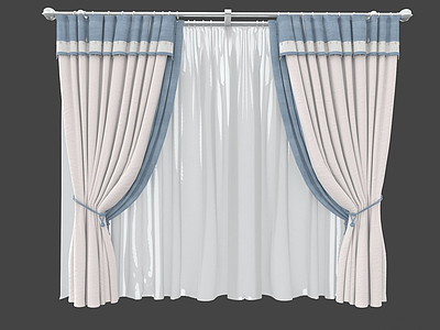 3d欧式装饰窗帘模型
