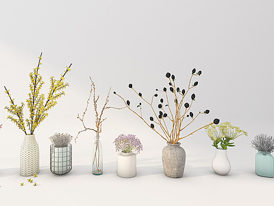 现代装饰植物花瓶模型3d模型