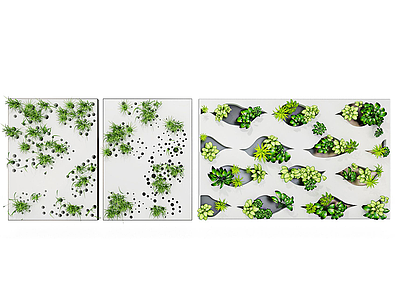 3d现代装饰植物造型墙模型