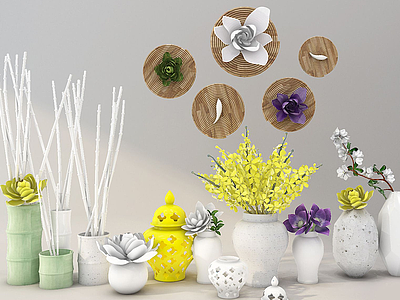 3d现代装饰植物花瓶模型