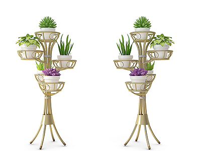 现代装饰植物花架模型3d模型