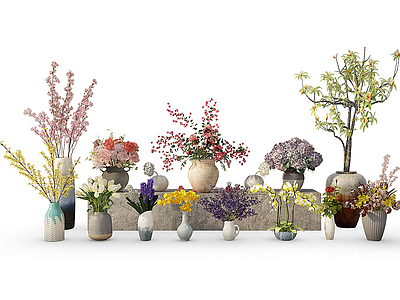 3d现代装饰植物花瓶模型