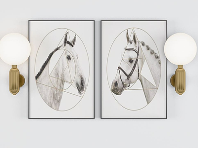 3d白马抽象装饰画模型