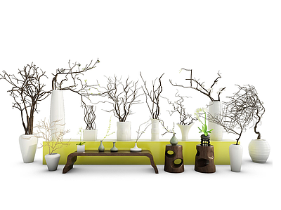 3d现代装饰植物<font class='myIsRed'>陶瓷花瓶</font>模型