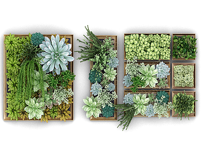 3d现代装饰植物墙模型