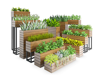 3d现代装饰植物栏模型