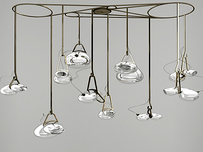 3d异形玻璃球吊灯模型