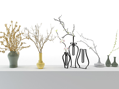 3d现代装饰植物黄花模型