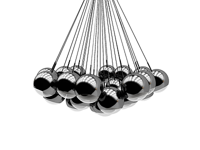 3d现代金属球吊灯模型