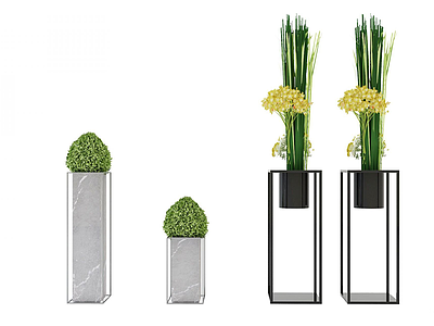 3d现代盆栽装饰花架模型