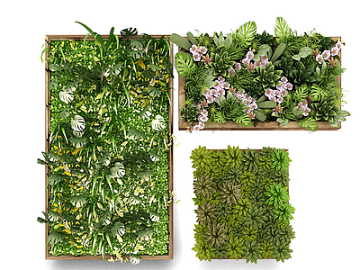 3d现代装饰植物墙模型