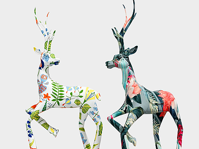 3d鹿雕塑模型
