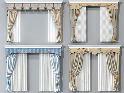 3d现代窗帘模型