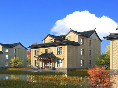 3d中式别墅模型