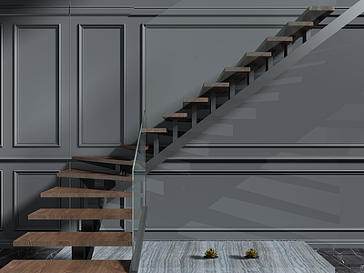 木质转角楼梯模型3d模型