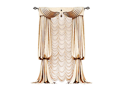 欧式烫金窗帘模型3d模型