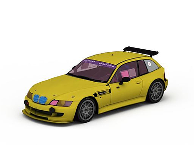 黄色宝马跑车模型3d模型