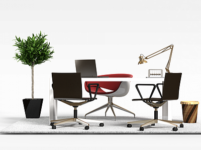 办公室桌椅组合模型3d模型