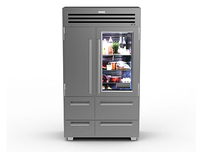 3d双开门冰箱免费模型