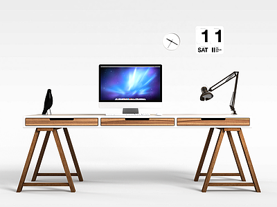 3d简易办公桌椅模型