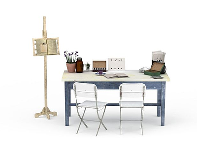 3d现代风格办公室桌椅免费模型