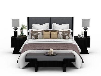 3d现代风格双人床免费模型