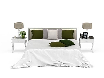 3d现代风格简易双人床免费模型