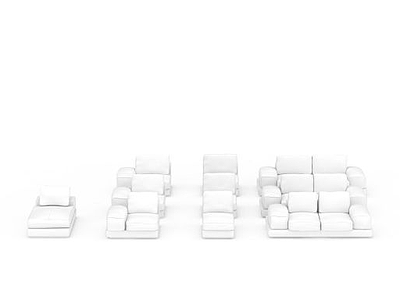 3d现代纯白色布艺沙发免费模型