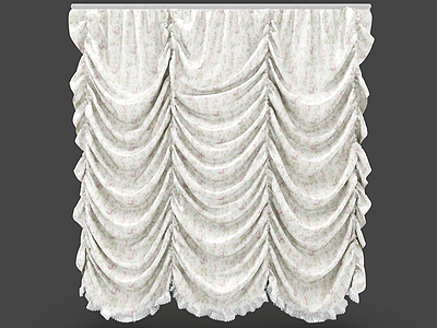 3d白色欧式窗帘模型