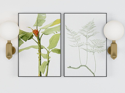 现代植物装饰画模型3d模型