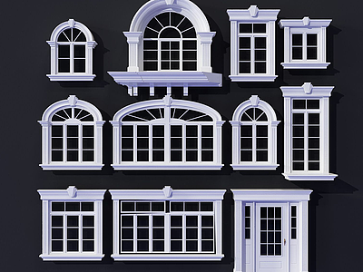 欧式窗户组合模型3d模型