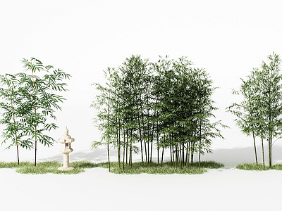 新中式竹子组合模型3d模型