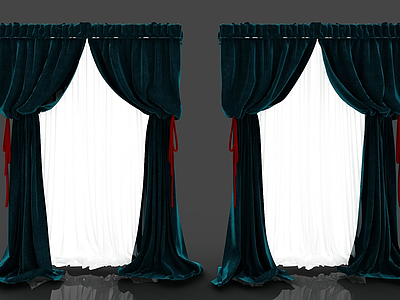 3d欧式双层窗帘模型